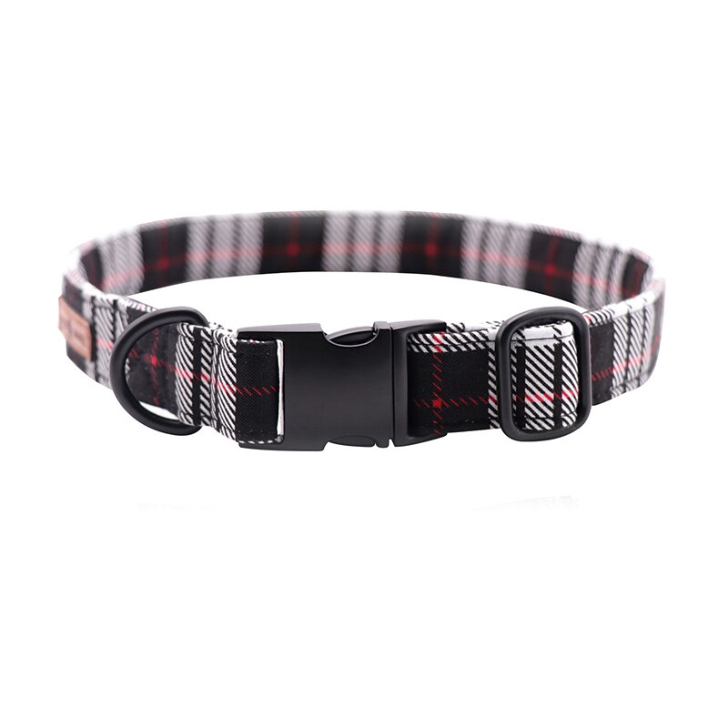 Black Plaid Bow Tie Dog Collar