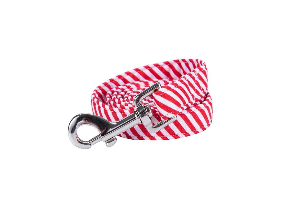Red and White Striped Bow Tie Dog Collar
