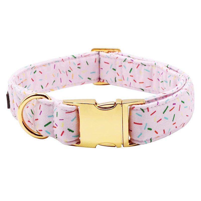 Pink Birthday Bow Tie Dog Collar with Sprinkles