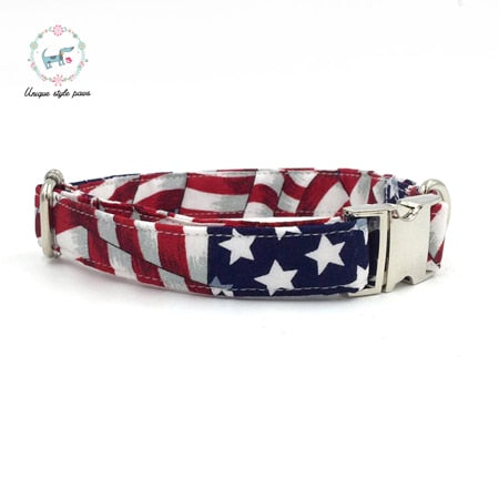 American Flag Bow Tie Dog Collar