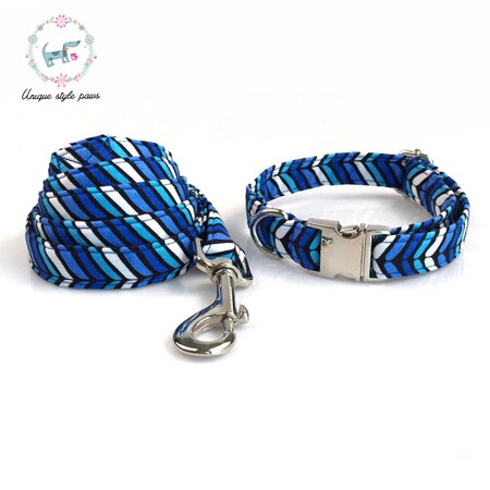 Blue Wave Bow Tie Dog Collar