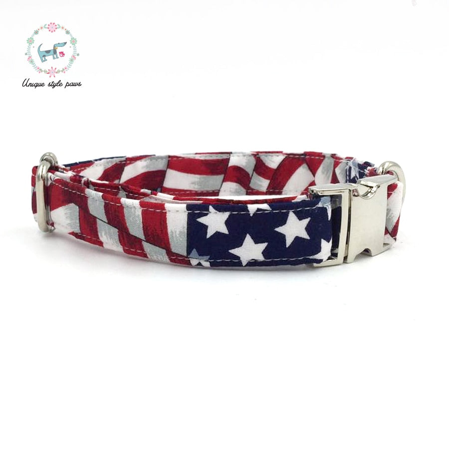 American Flag Bow Tie Dog Collar
