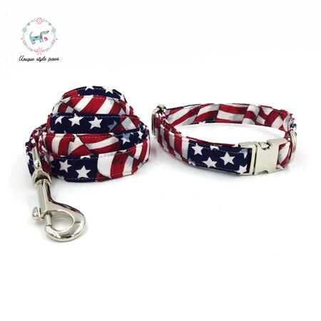 American Flag Bow Tie Dog Collar