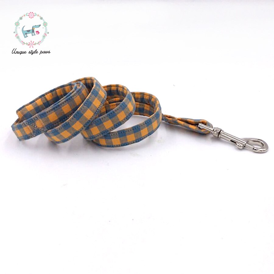 Orange and Blue Gingham Bow Tie Dog Collar