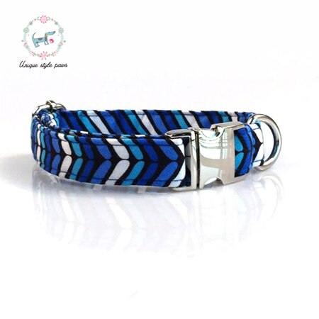 Blue Wave Bow Tie Dog Collar