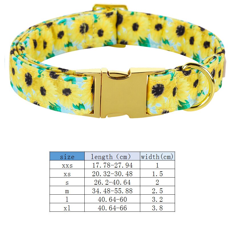 Spring Bow Tie Dog Collar with Sunflower Print