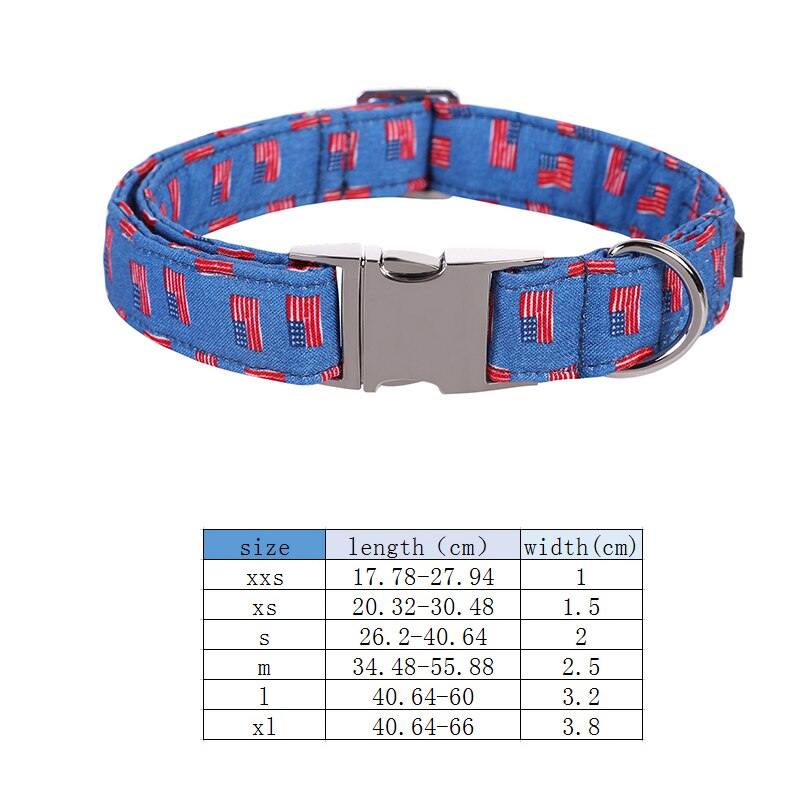 Blue USA Dog Bow Tie Collar with American Flags