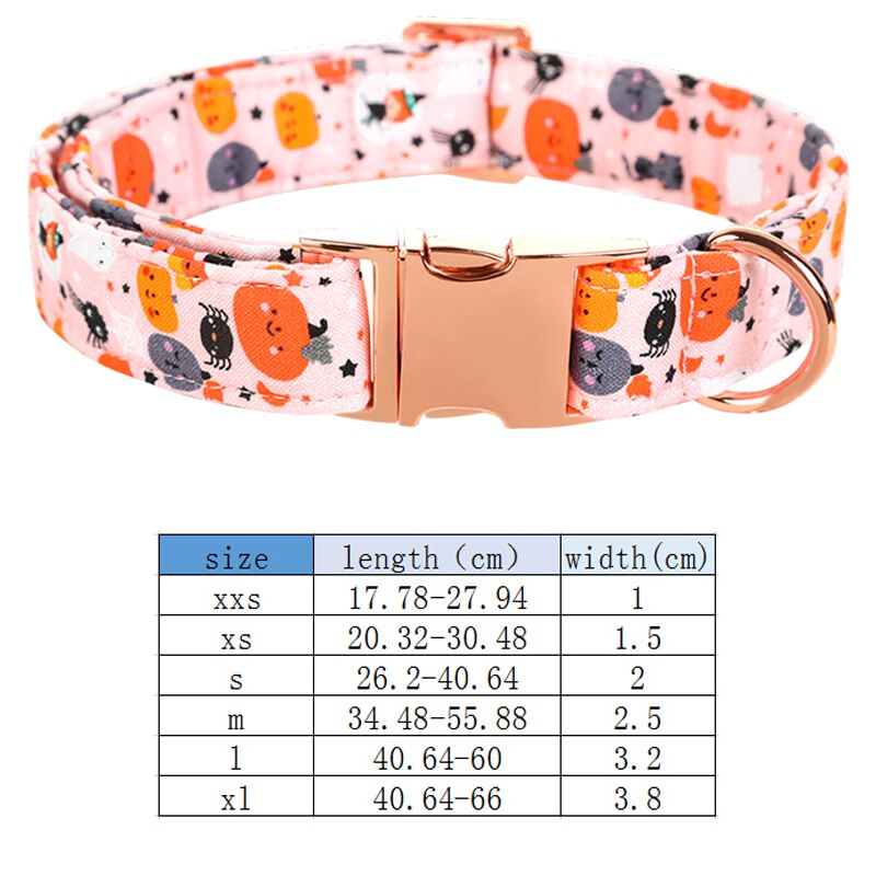 White Fall Dog Bow Tie Collar with Halloween Print