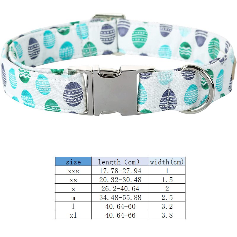 White Easter Bow Tie Dog Collar with Eggs Pattern