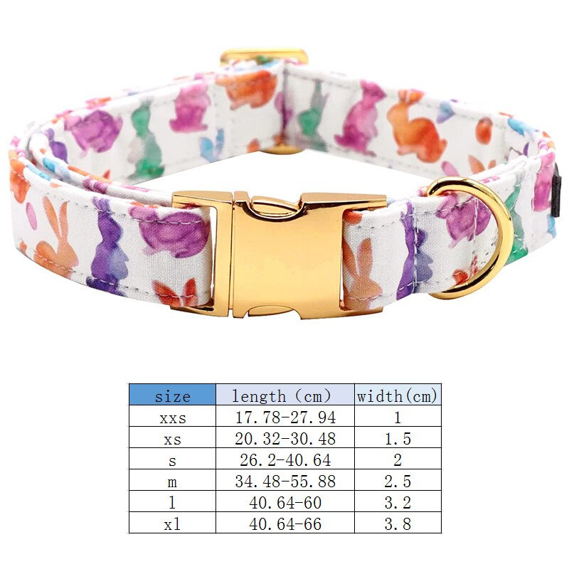 White Easter Bow Tie Dog Collar with Bunny Print