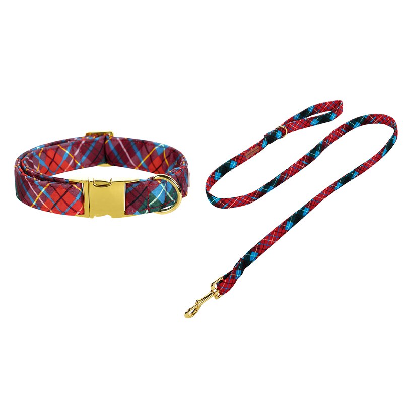 Red Plaid Bow Tie Dog Collar