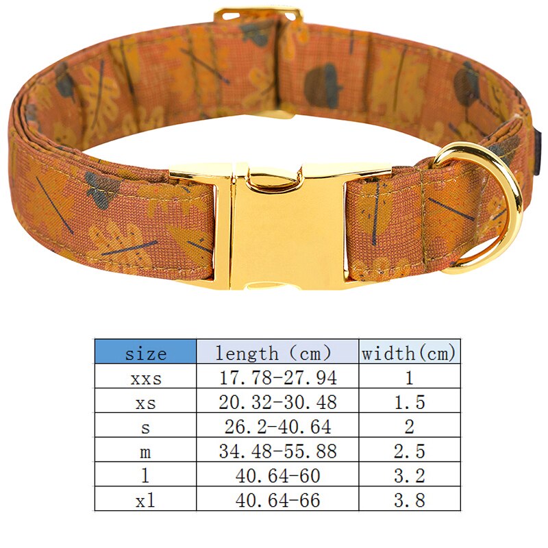 Fall Dog Collar Bow Tie with Leaf and Acorn Pattern