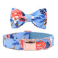 Blue Spring Dog Bow Tie with Floral Pattern