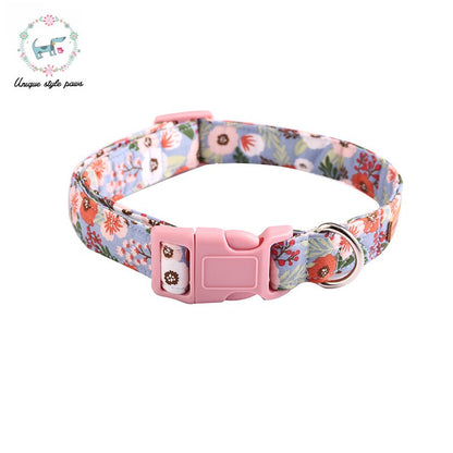 Purple Bow Tie Dog Collar with Floral Pattern