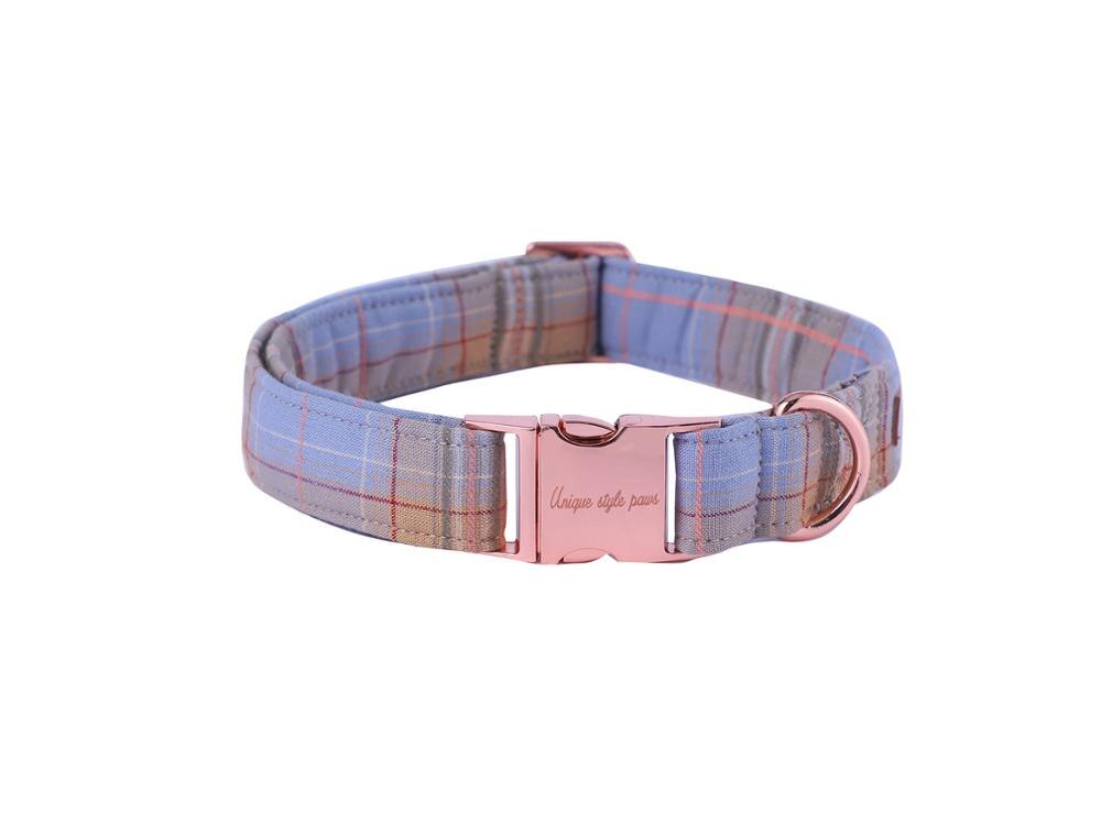 Periwinkle Plaid Bow Tie Dog Collar