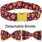 Purple Halloween Dog Bow Tie Collar with Pumpkin Print