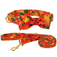 Fall Bow Tie Dog Collar with Leaves Print
