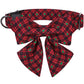Red Plaid Bow Tie Dog Collar with Christmas Tree Print